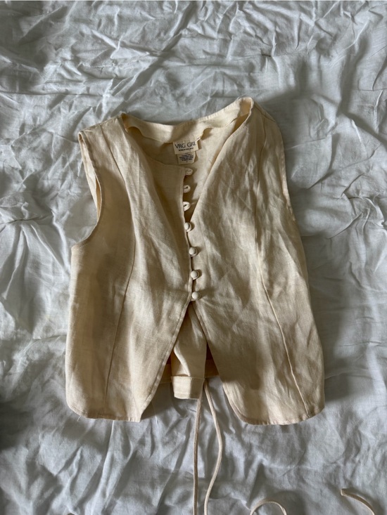 Verge Girl Tops - Women’s Cream Linen Button-Front Bustier